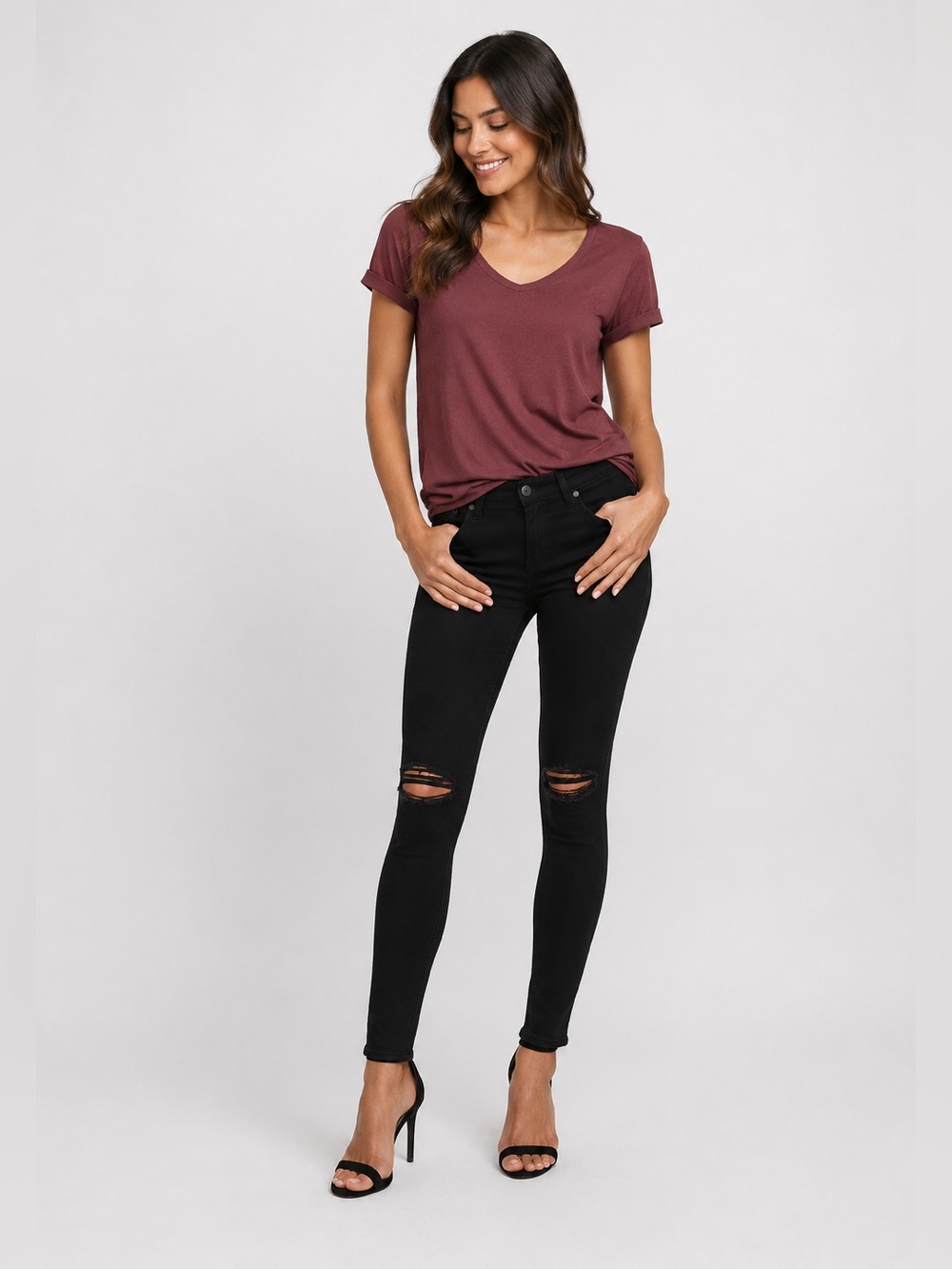 275 AG Adriano Goldschmied The Legging Ankle Black Distressed Skinny Jeans 27